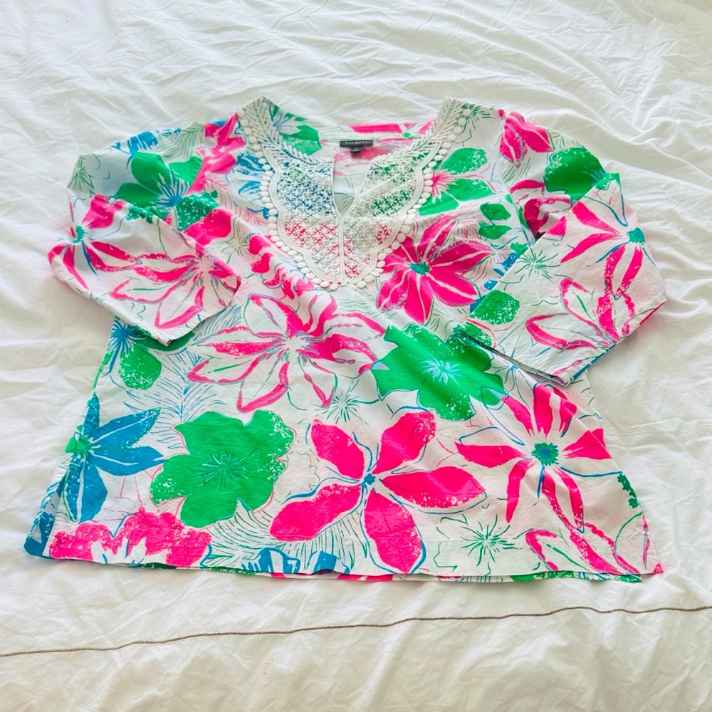 Talbots Tunic style Blouse 100% Cotton